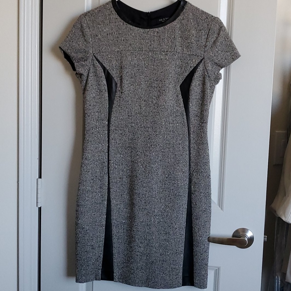 Rag & Bone Tweed Leather Trim Dress
